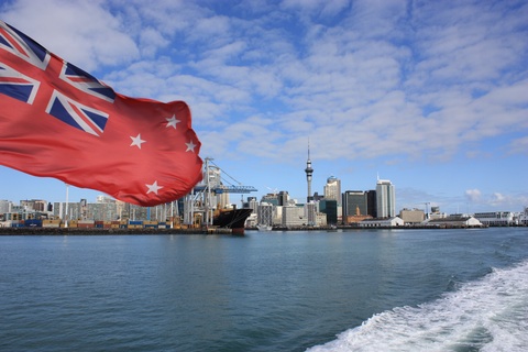 Auckland Harbpr leaved behind form the ferry
