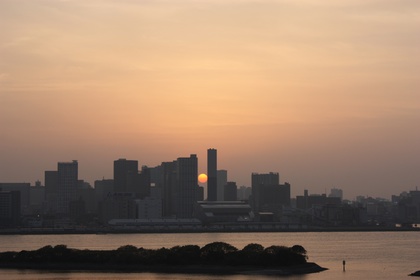 Tokyo sunset seen from Odayba island